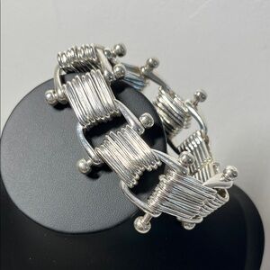 Vintage Silver-tone Bracelet. Bold. Strong clasp. Retro